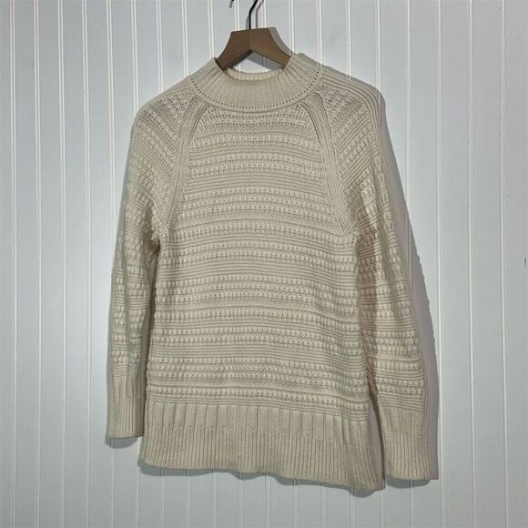 Club Monaco Women’s M Cream Cashmere Blend Sweater Wool Textured Knit Pullover - Picture 1 of 10